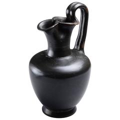 Ancient Greek Black Glazed Pottery Jug, 350 BC