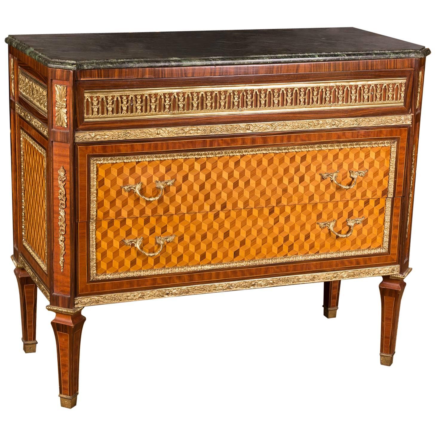 Beautiful Elegant Chest of Drawers with Marble Top in Louis Seize Style