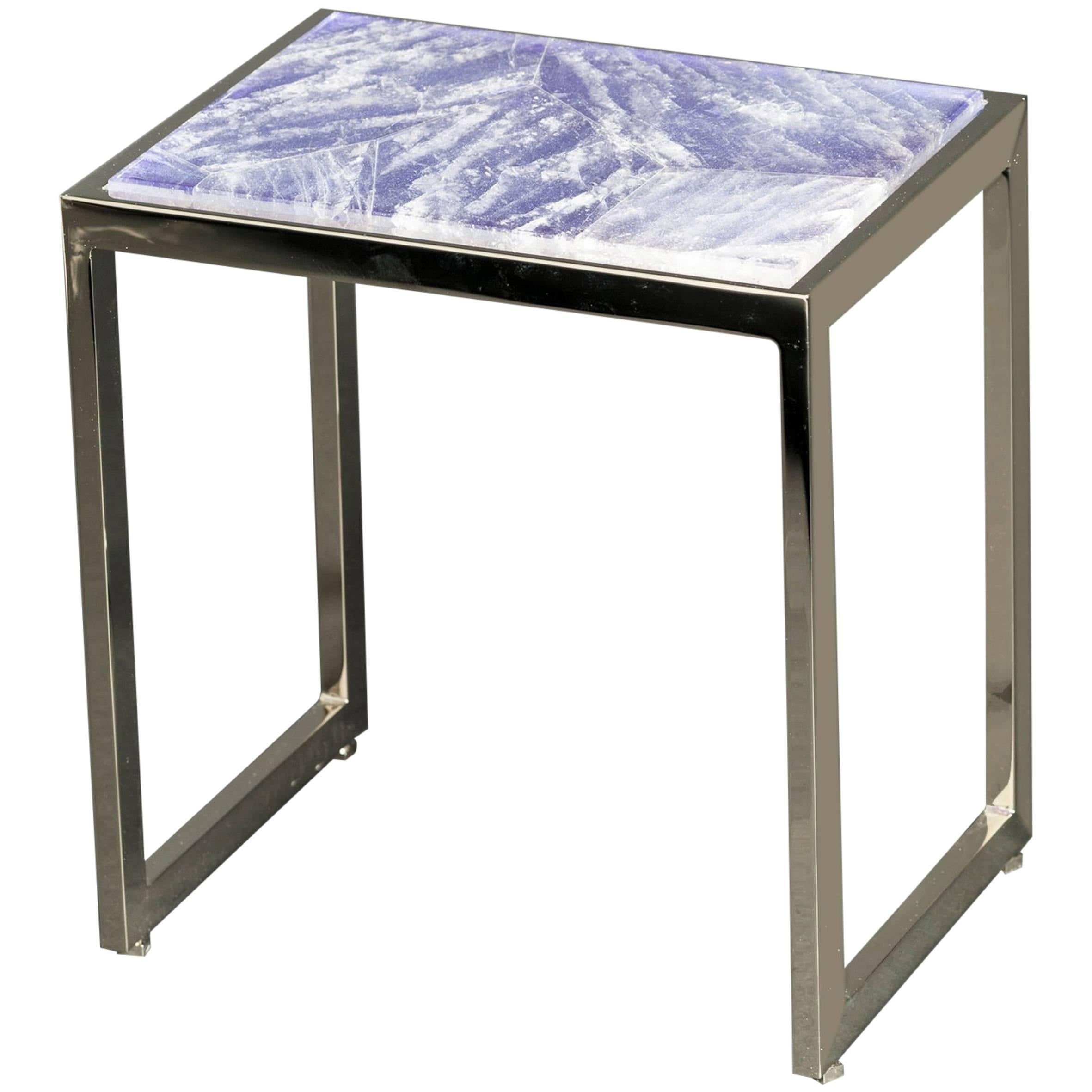 Hyaline Violet Quartz Side Table by Giuliano Tincani, Made in Italy For Sale