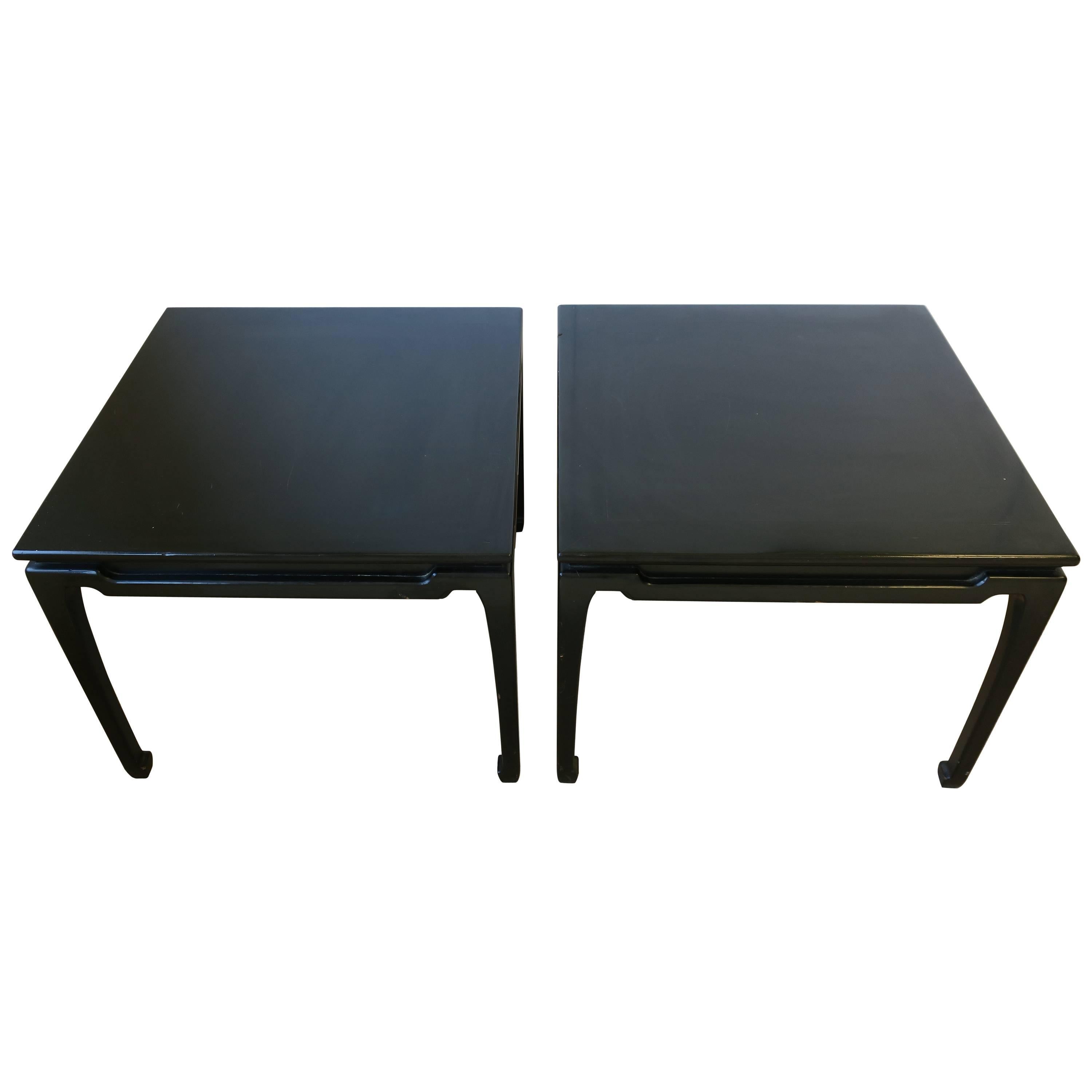 Pair Black Wood End Tables