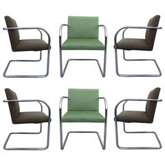 Set of Six Mies Van Der Rohe Tubular Brno Chairs by Knoll