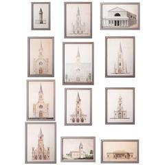 Set of Twelve 19th Century Framed Architectural Drawings by J. Million