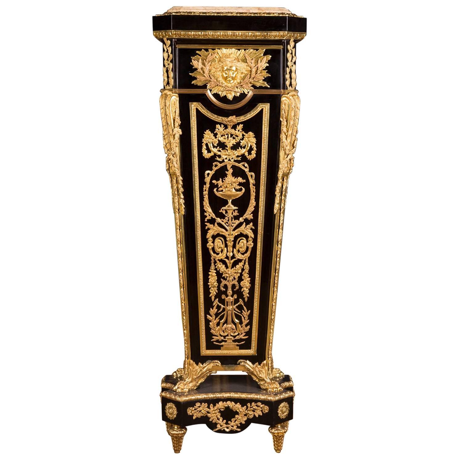 Majestic Pedestal in the Louis XVI Style According to J. Henri Riesener For Sale