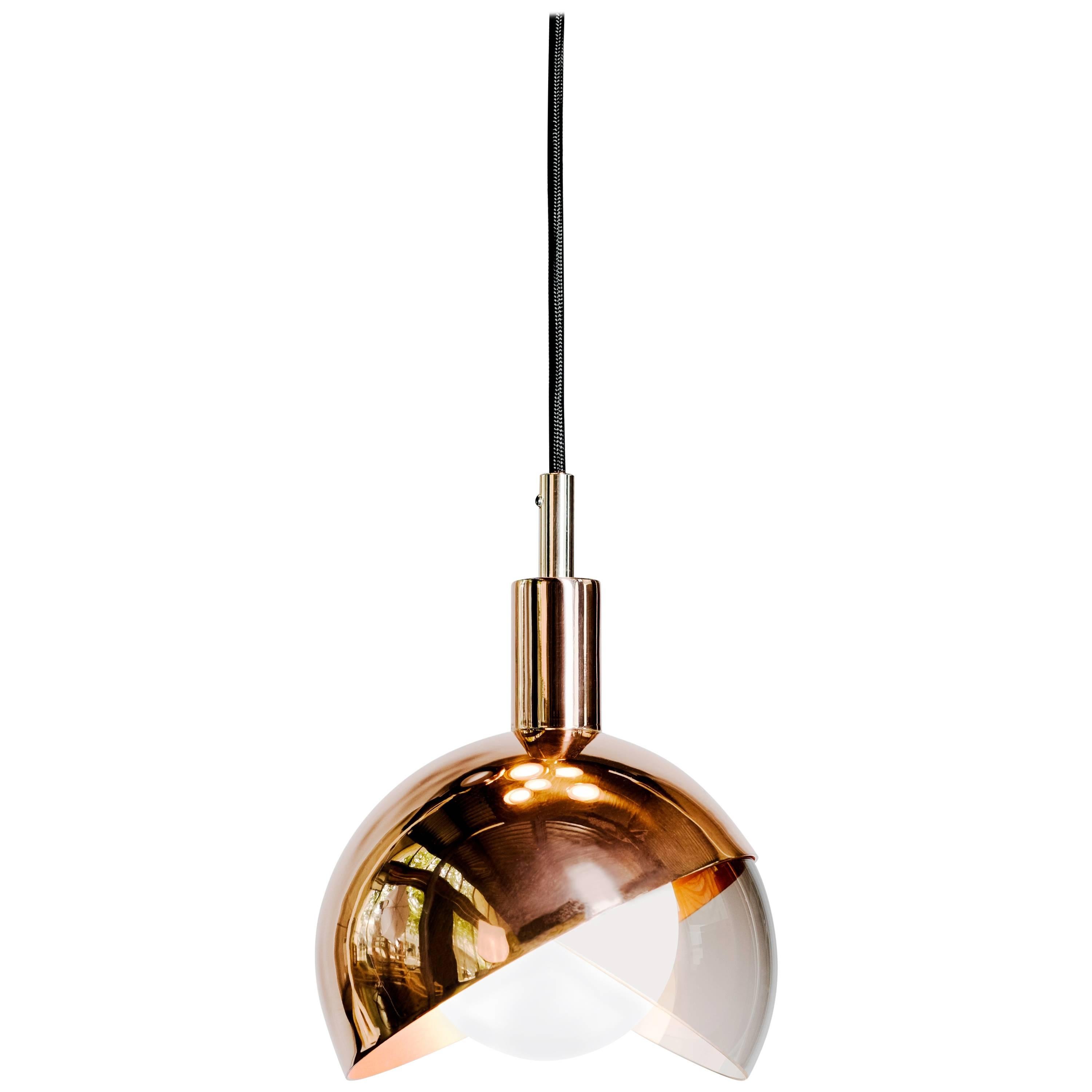 Calimero Small by Dan Yeffet — Murano Blown Glass & Copper Pendant Lamp For Sale