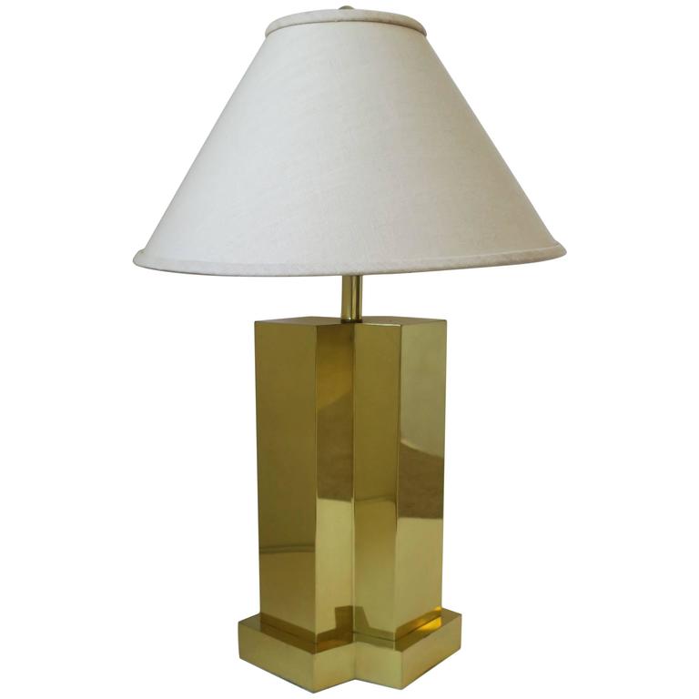 Modern Brass Table Lamp in the Style of Designer Paul Evans ca. 1970s