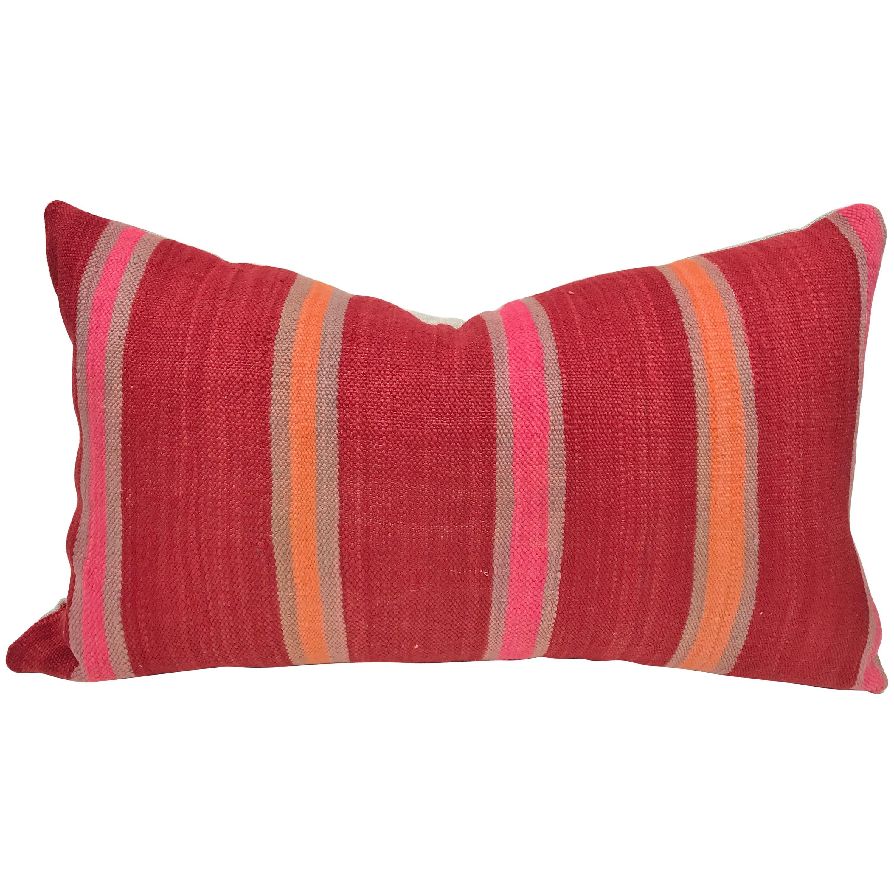 Custom Pillow Cut from a Vintage Hand Loomed Wool Moroccan Berber Rug For Sale