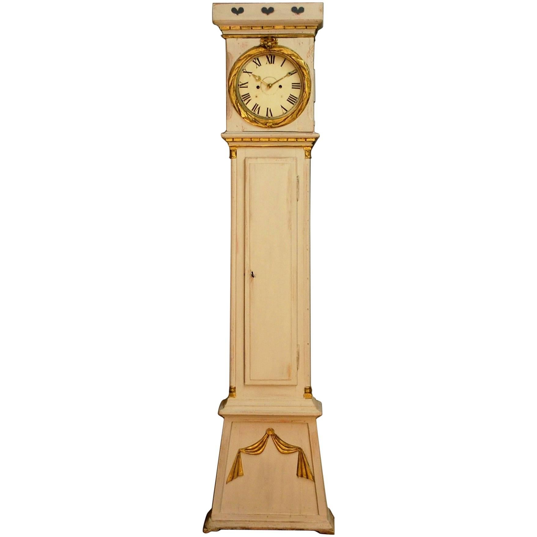 19th Century Bornholm Tall Case Clock in Gustavian Style Paint For Sale