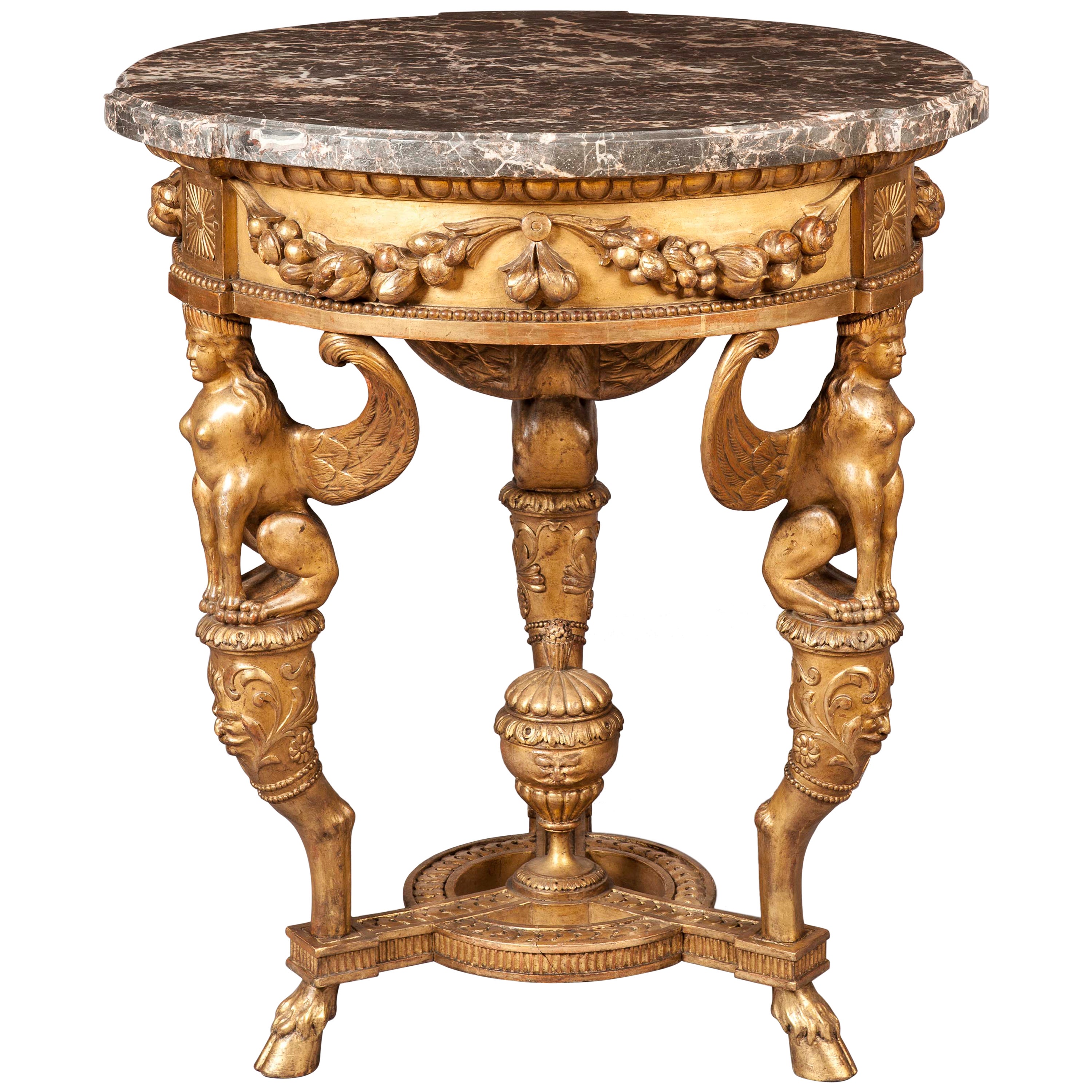 19th Century French Marble and Gilt Brass Occasional Table at 1stDibs