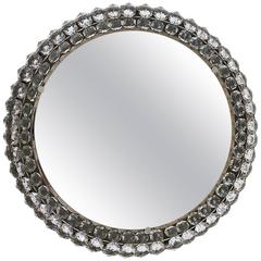 Round Bakalowits Backlit Wall Mirror with Huge Crystals, Austria, 1950s 8
