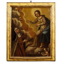Antique 18th Century Religious Painting Veil of Veronica