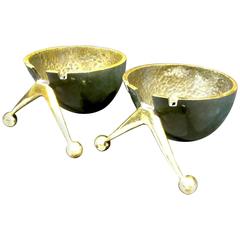 Pair of Mid-Century Modern Pal Bell ‘Googie’ or ‘Populuxe’ Bronze Ashtrays 4
