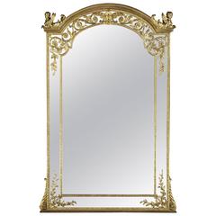 Important French 19th Century Ormolu Mirror with Sphinxes of Monumental Size 7
