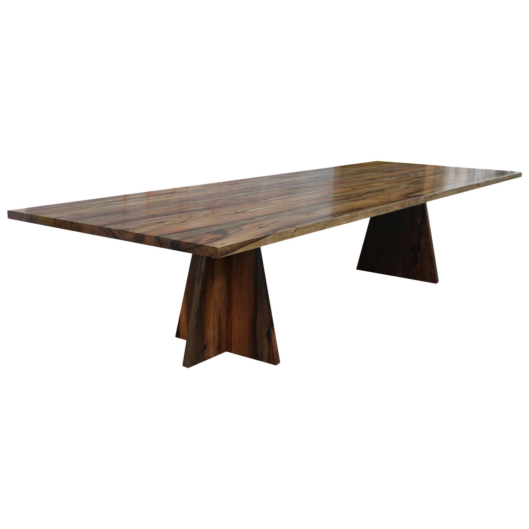 Modern Dining Pedestal Luca Table in Solid Argentine Rosewood from Costantini