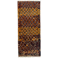 One-of-a-Kind Shaggy Moroccan Wool Handmade Runner Rug, Chestnut, 5 x 12' 2