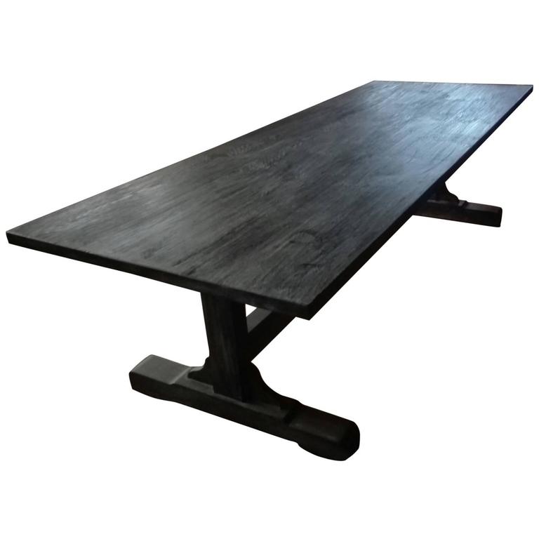 Contemporary Black Oak Ceruse Dining, Black And Oak Dining Table