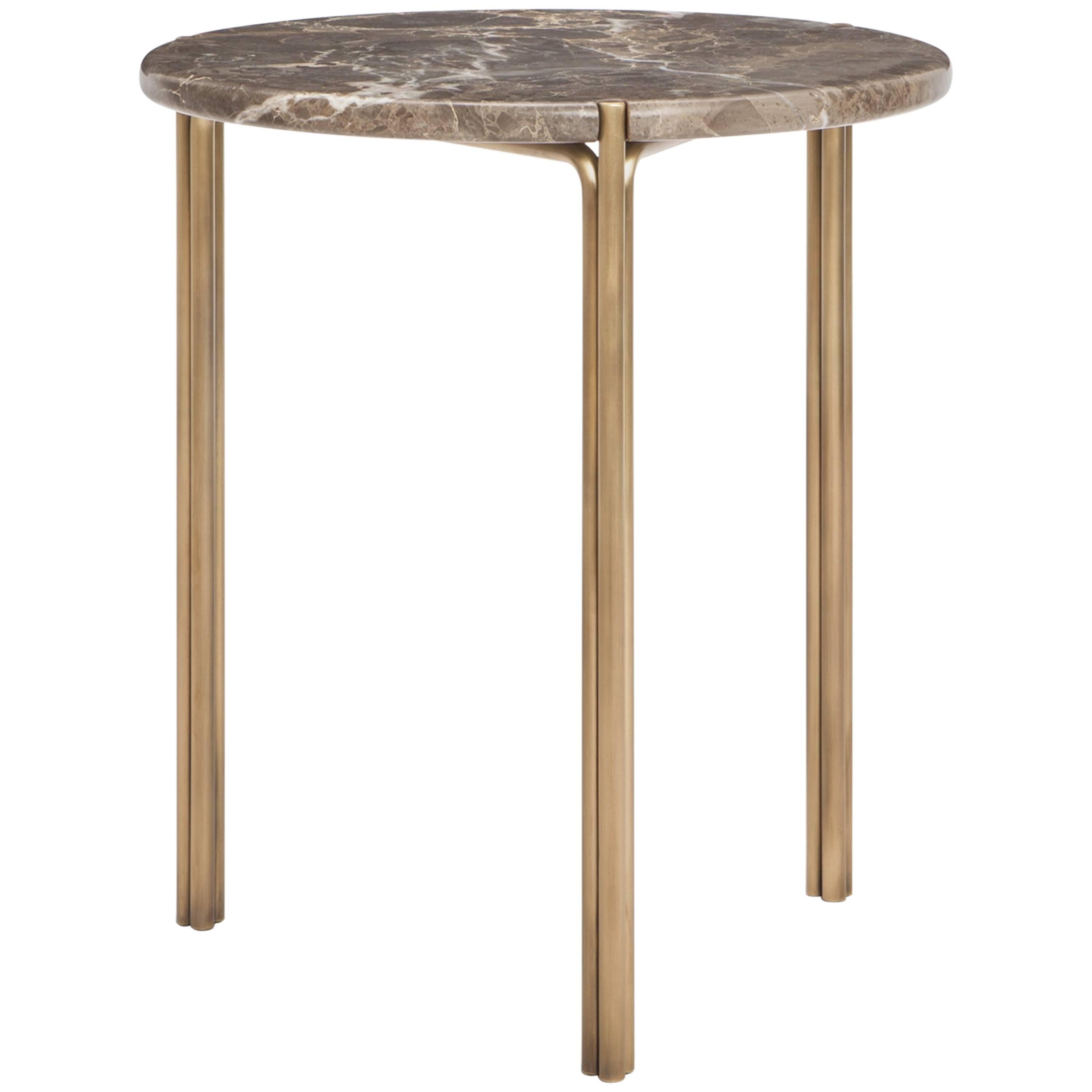 CA16S Contemporary Handcrafted Minimalist Modern Side Table with Stone Top For Sale