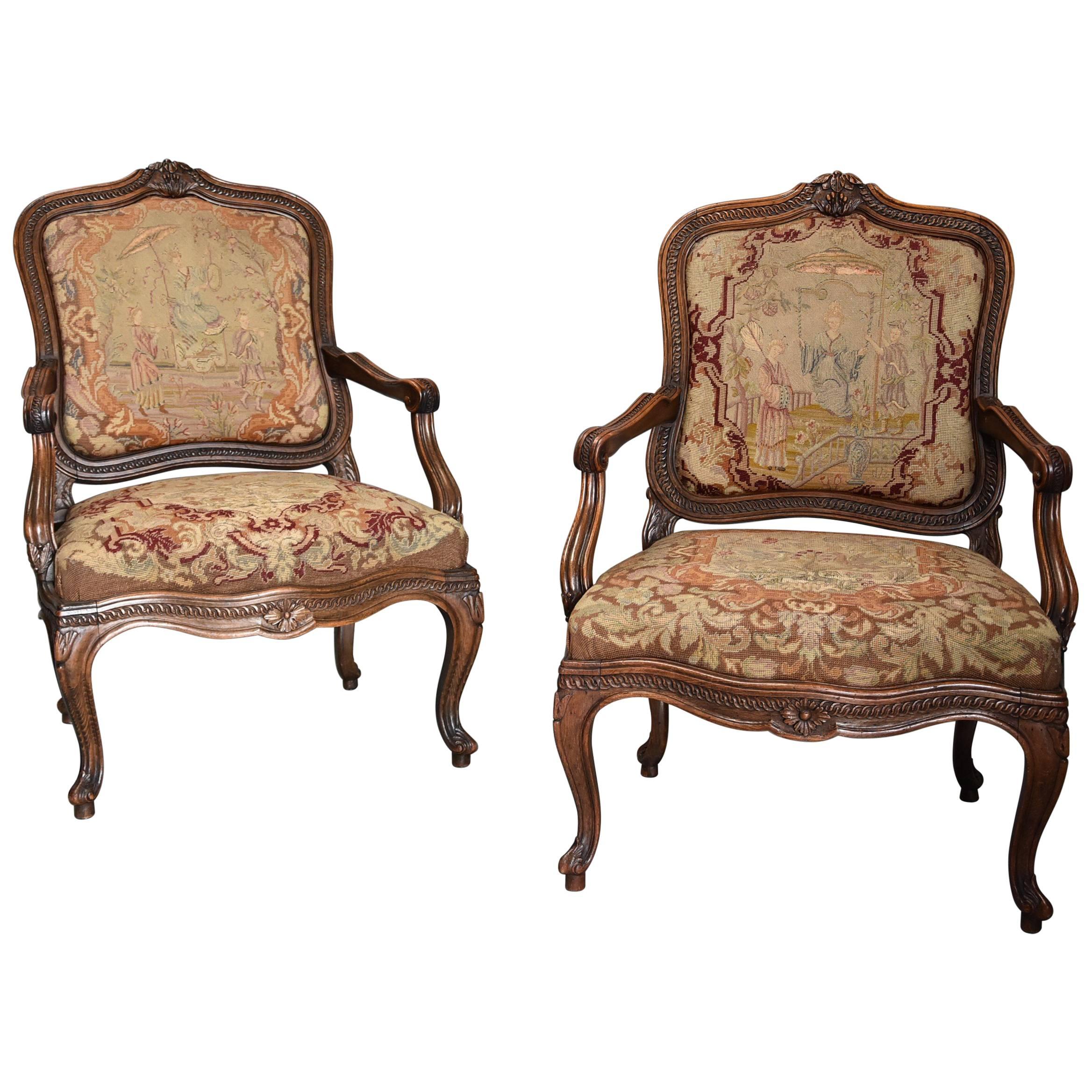 Pair of 19th Century French Fauteuils of Large Proportion