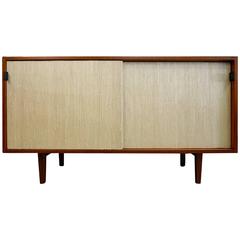 1950s Knoll Two-Door Cabinet with Grass Cloth