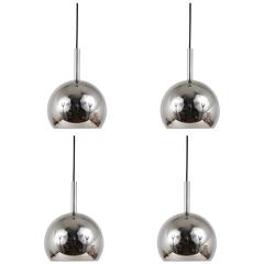 Up to Four Identical Chromed Globe Pendant Lamps, Germany, 1970s
