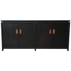 Michael Taylor for Baker Mid-Century Ebonized Chinoiserie Credenza
