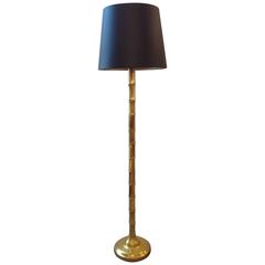 French Bamboo Brass Floor Lamp