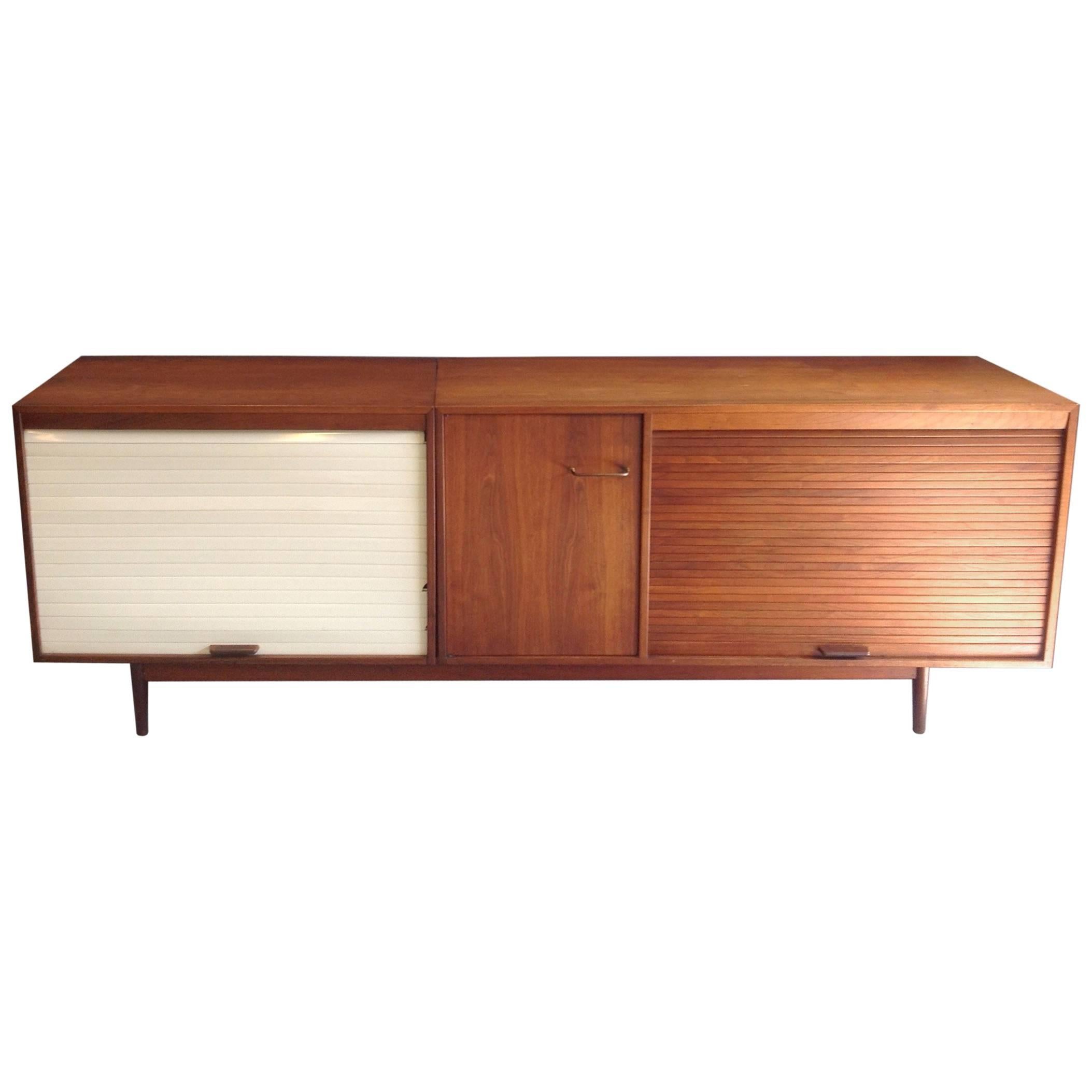 Jens Risom Tambour Door Credenza For Sale