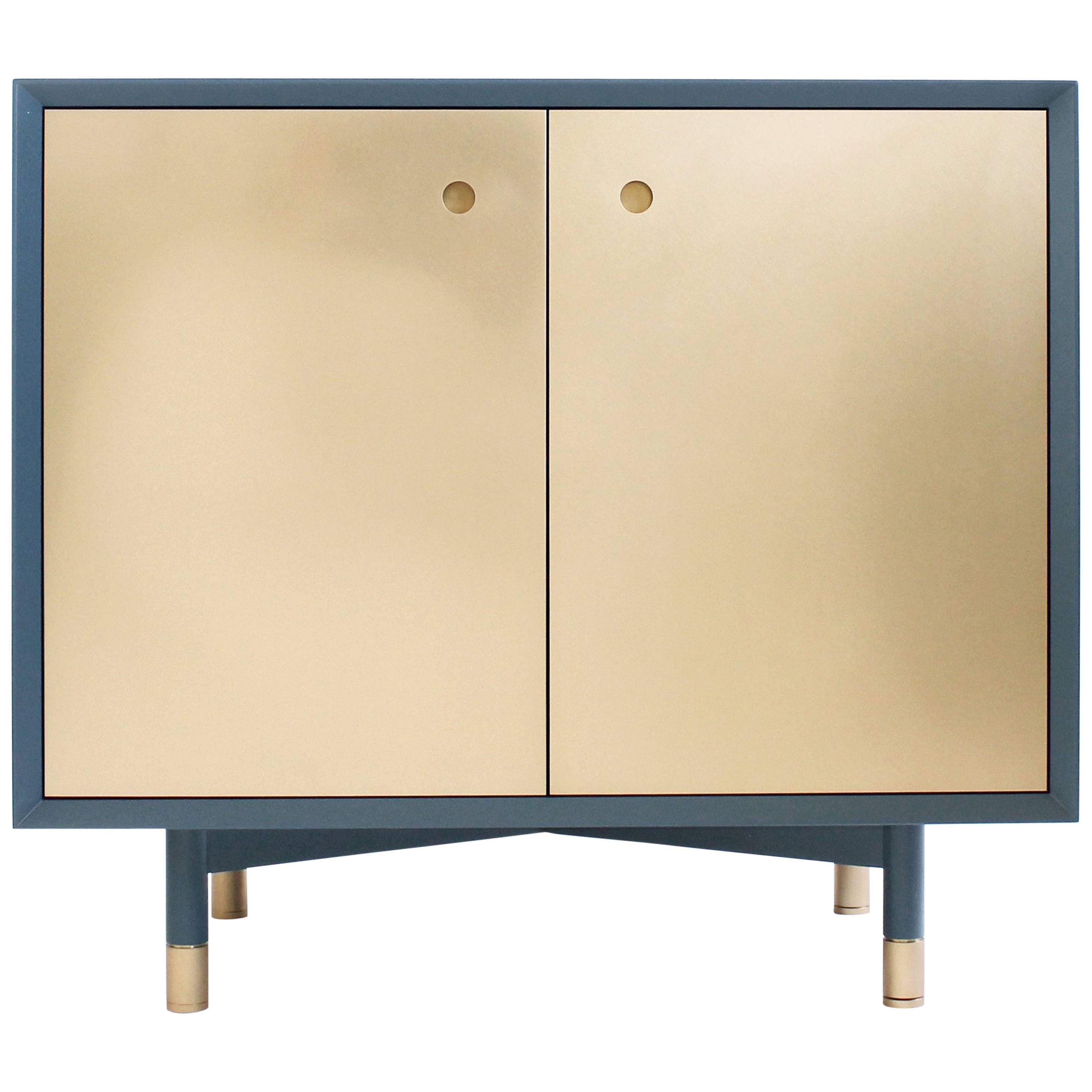 Julie Night Stand Brass and Lacquered Wood For Sale