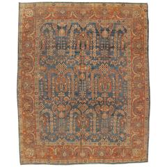 Antique Sultanabad Carpet, Oriental Rug, Handmade Persian Orange Soft Light Blue 11