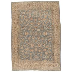 Antique Tabriz Carpet, Handmade Persian Rug in Floral Light Blue, Beige,Taupe 1