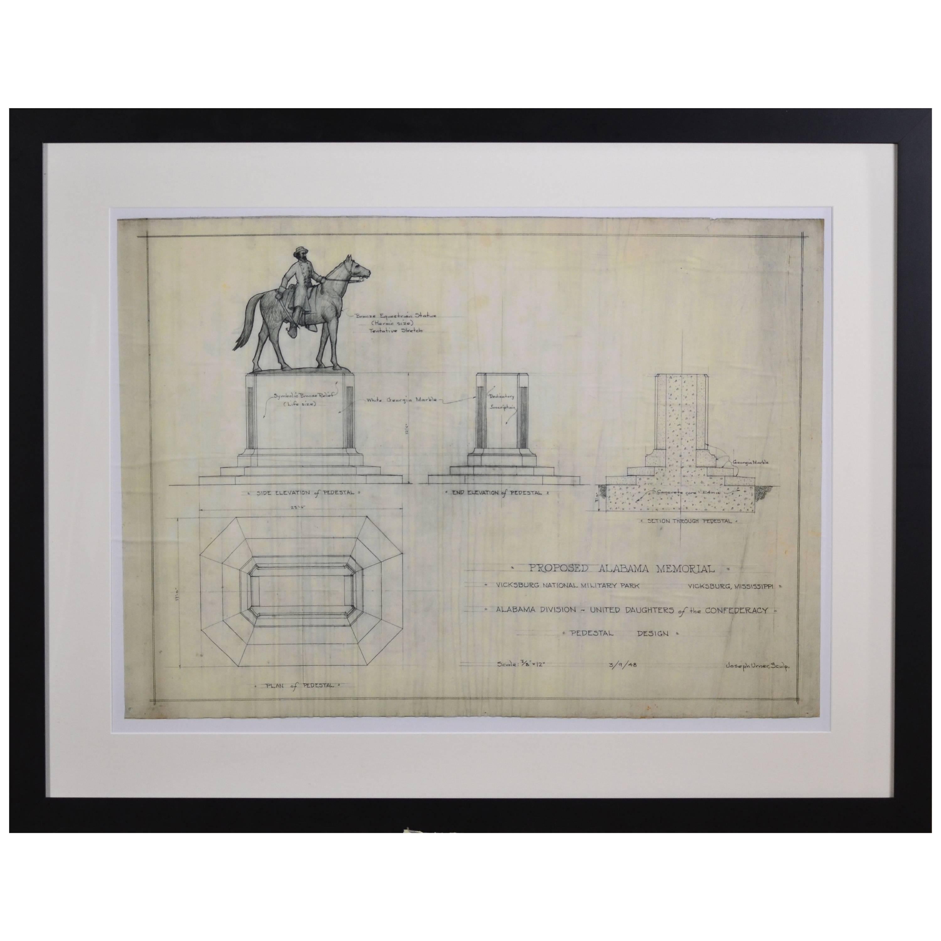 Blueprint for Civil War Monument, Alabama For Sale