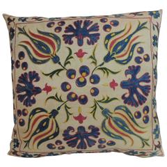 Vintage Floral Suzani Embroidered Decorative Pillow