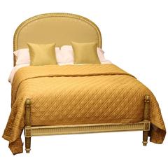 Antique Gilded Upholstered Arch Bed, WD16
