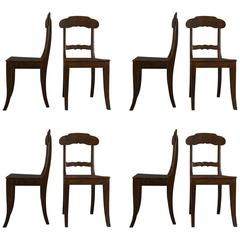 Antique Set of Eight Wooden Chairs, South Sweden, circa 1830