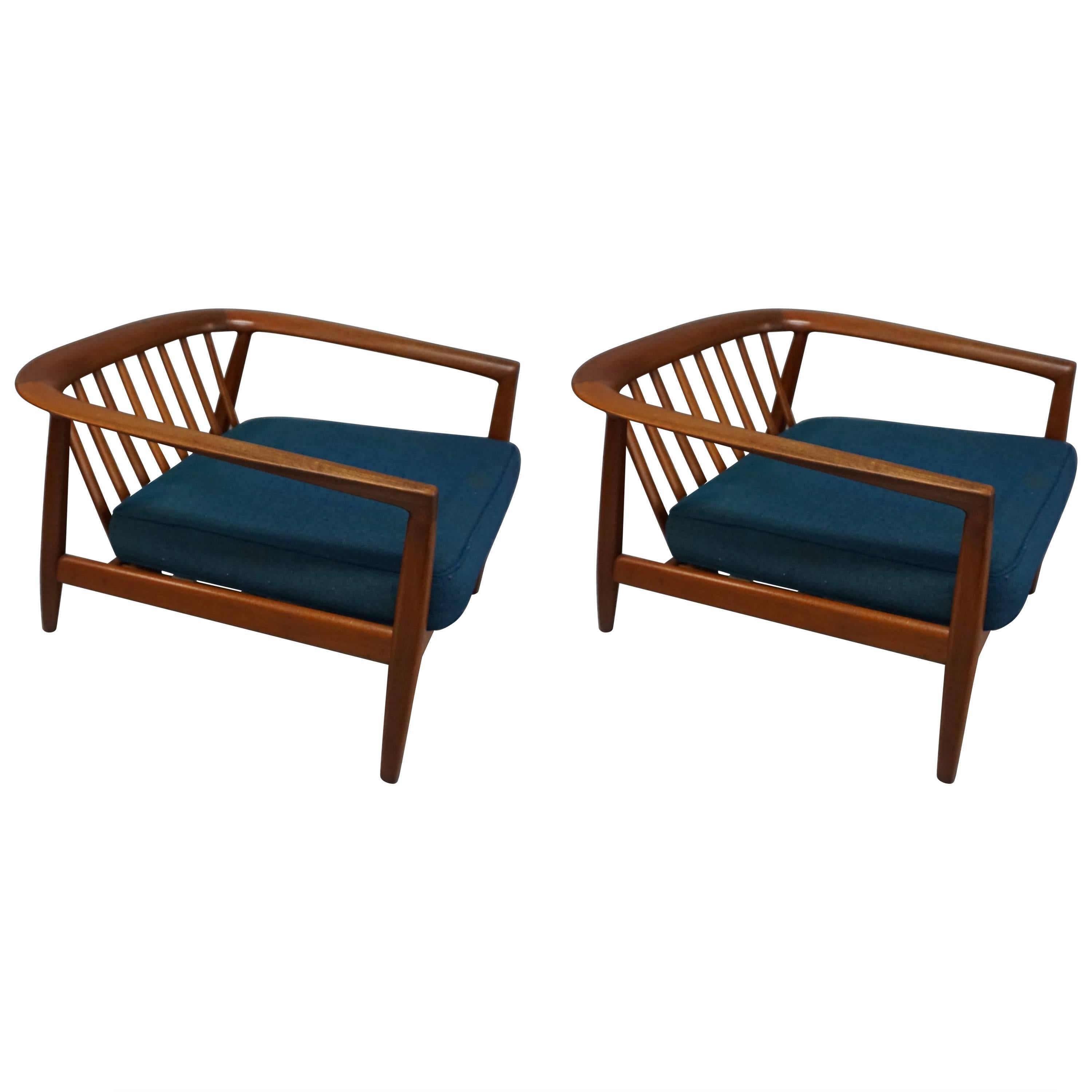 Fantastic Folke Ohlsson for DUX Pair of Teak Lounge Chairs
