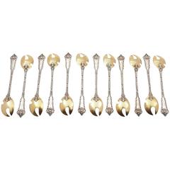 Set of 12 French Silver Oyster Forks, circa 1900