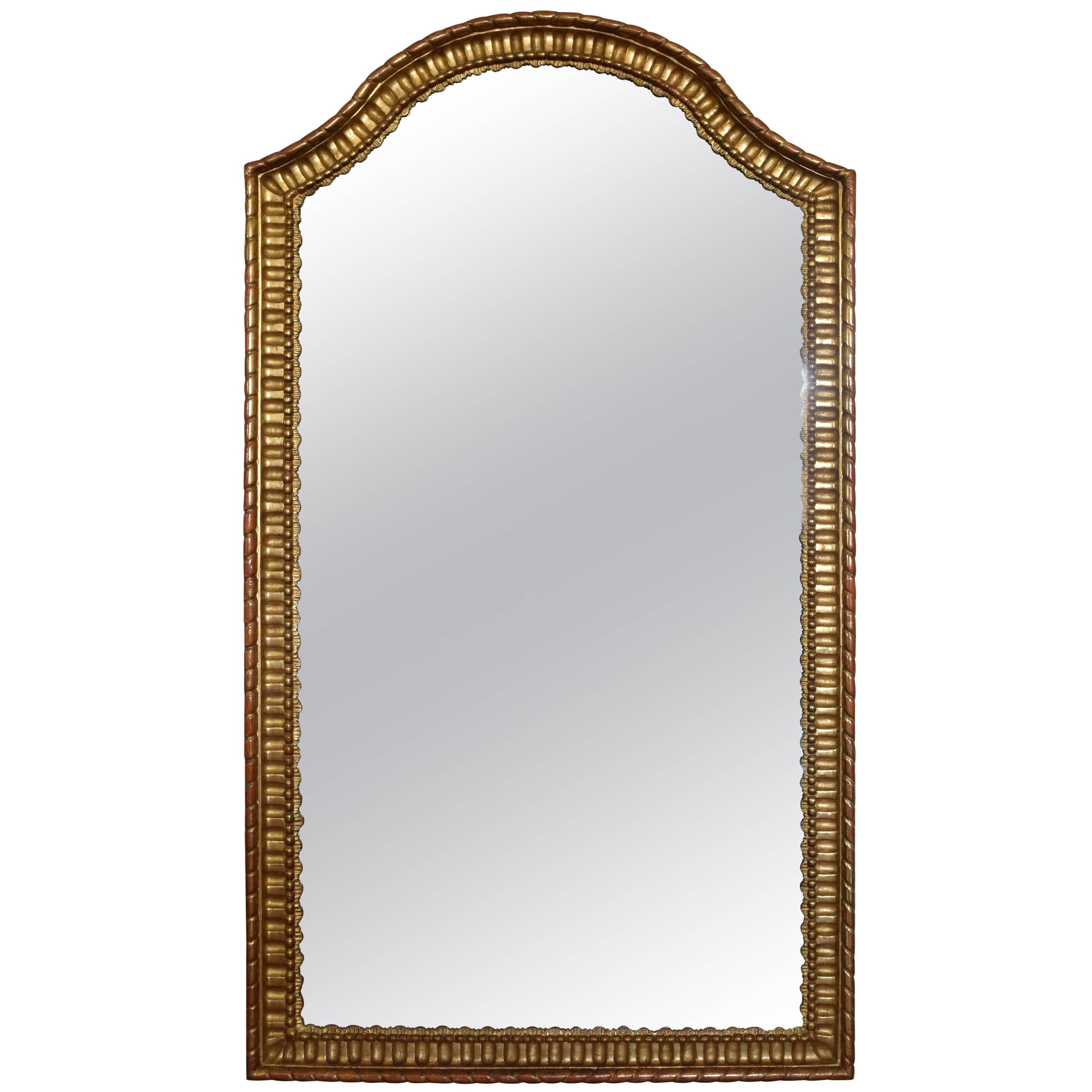 Italian Rococo Style Tall Carved Giltwood Mirror, Mid-19th Century