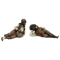 Pair of Franz Bergman Cold Painted Gypsy Musicians, 19th Century