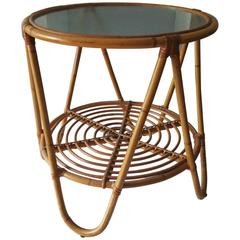 Vintage Bamboo and Frosted Glass Cocktail Table 8