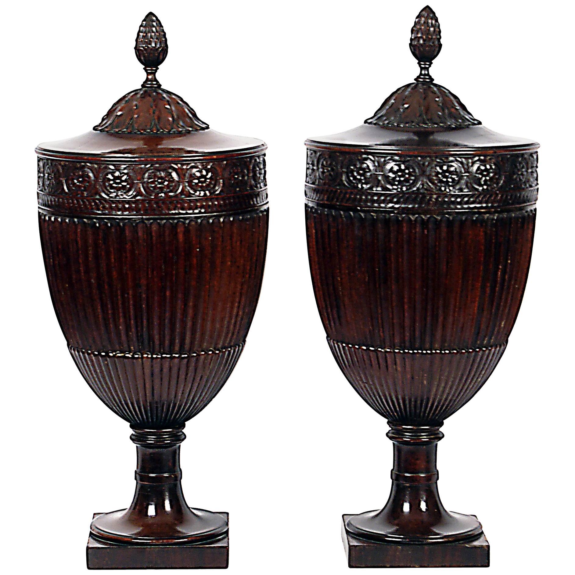 Pair of George III Mahogany Wine Urns Adams Period circa 1770