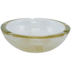 Gold Murano Glass Bowl with Gold Flecks, circa 1960