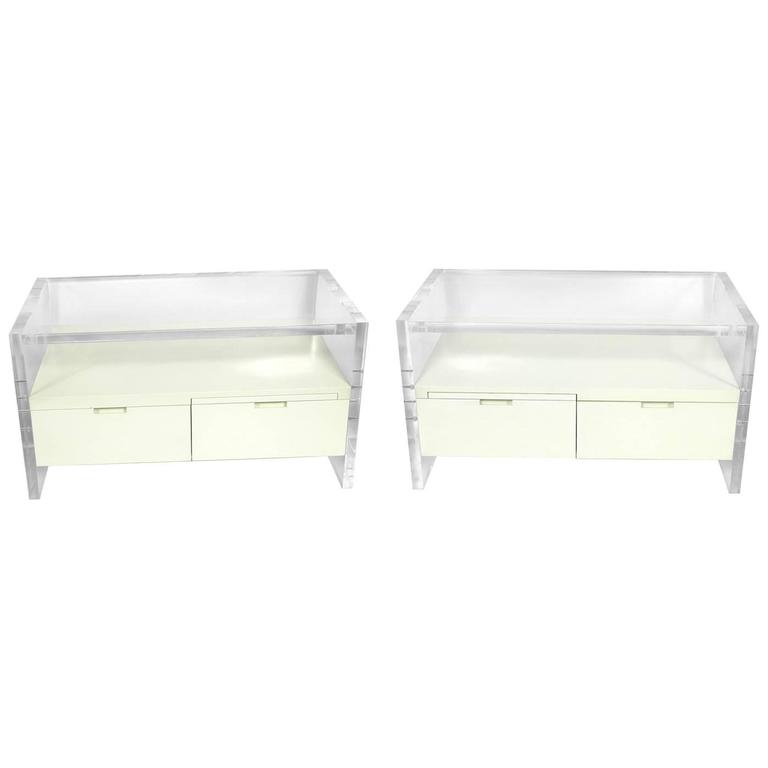 Pair of LargeScale Lucite Nightstands by Milo Baughman at 1stDibs