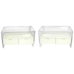 Pair of Large-Scale Lucite Nightstands by Milo Baughman