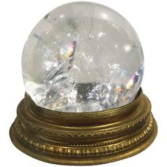 Quartz Rock Crystal Sphere on Gilt Bronze Stand