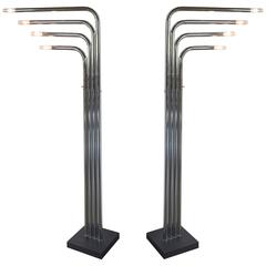 Pair of Articulated Chrome Reggiani Floor Lamps, Italian, circa 1970