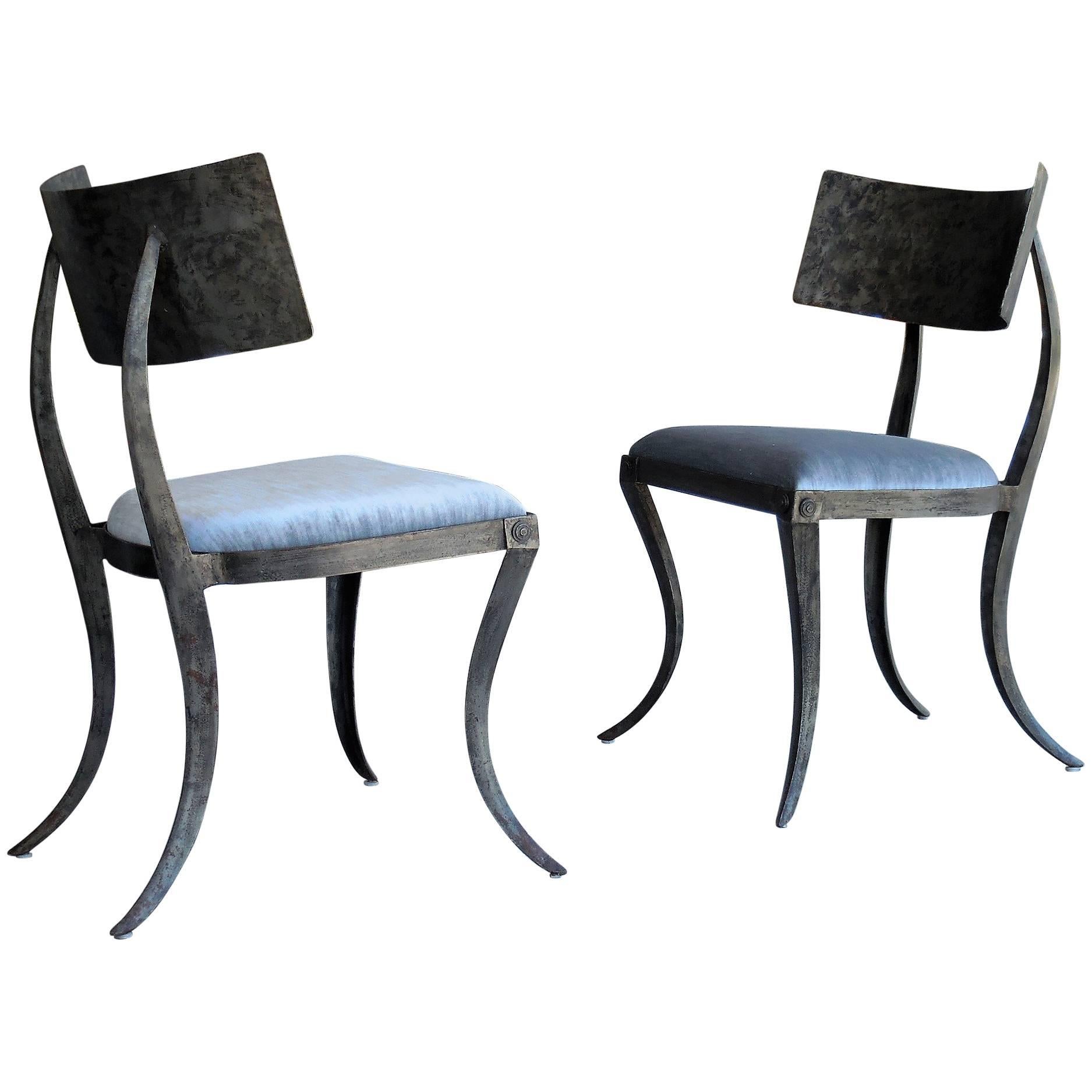 Pair of Metal Klismos Chairs by Ched Bergeron