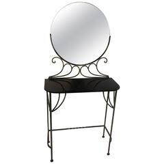 Vintage Beautiful Art Deco Wrought Iron Vanity and Chair by Ferro Brandt