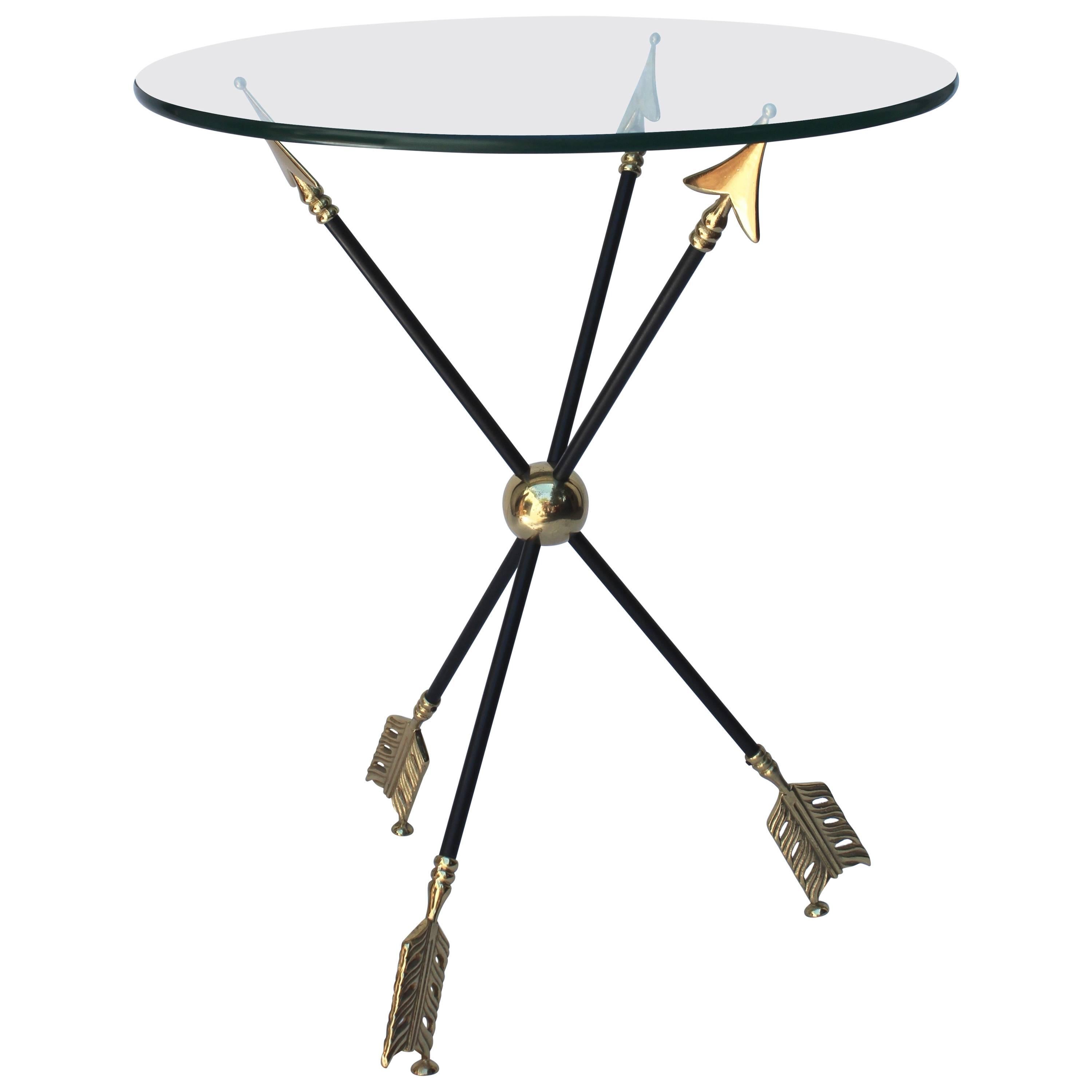 Brass and Iron Arrow Side Table