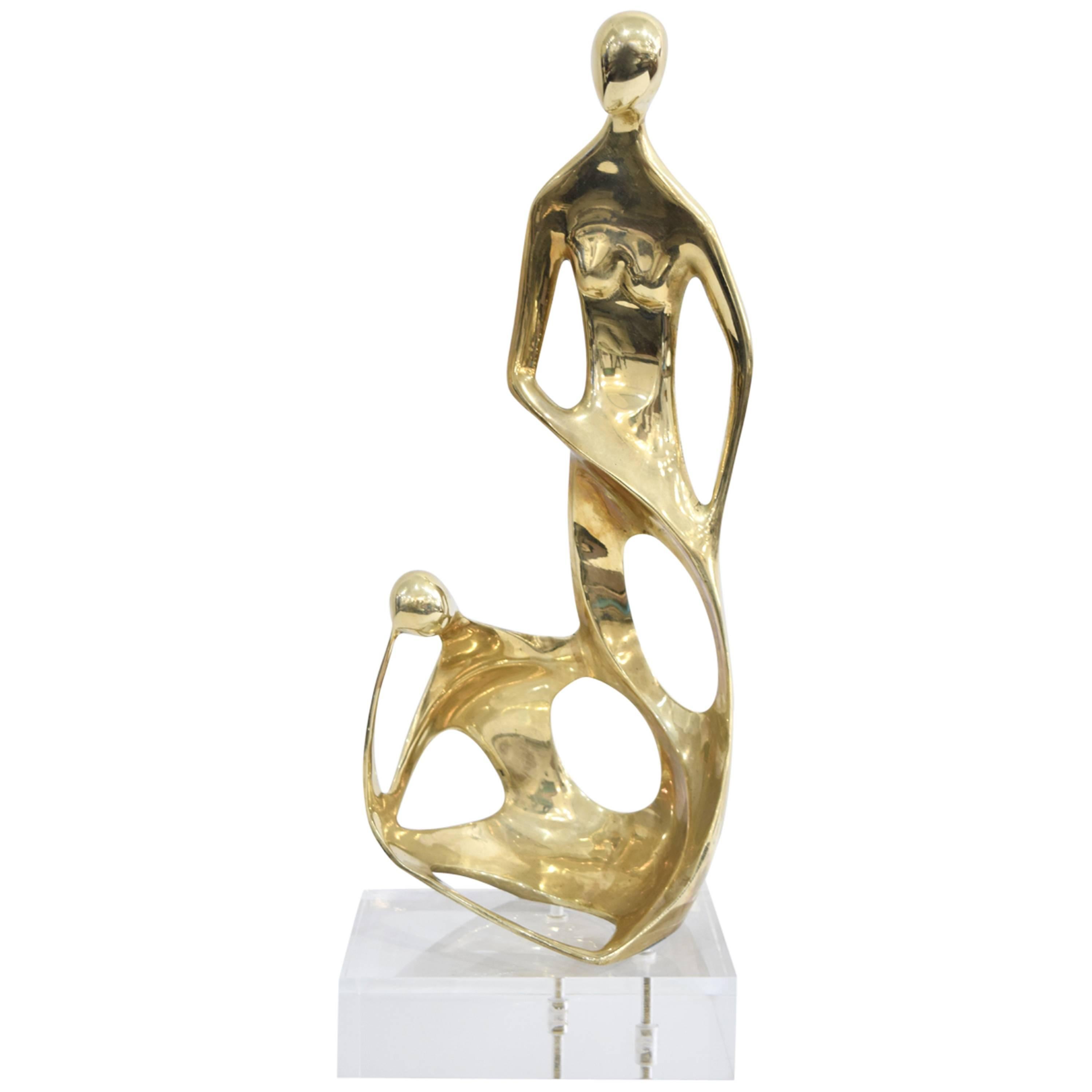 Brass and Lucite Abstract Sculpture