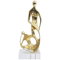 Brass and Lucite Abstract Sculpture