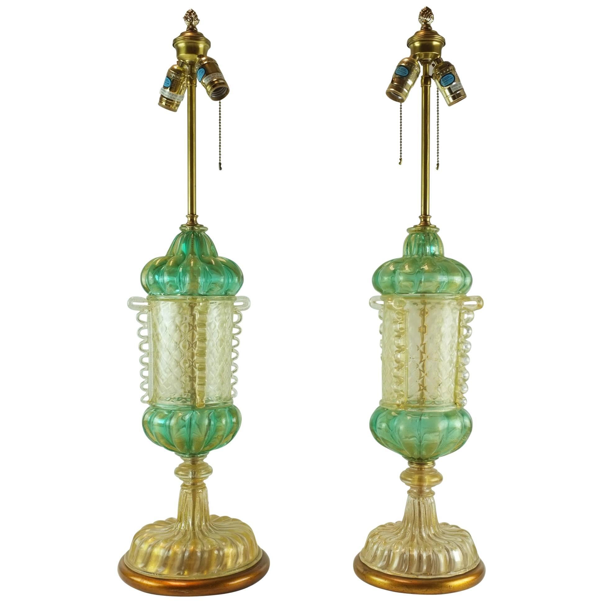 Pair of Early 20th Century Murano Lamps